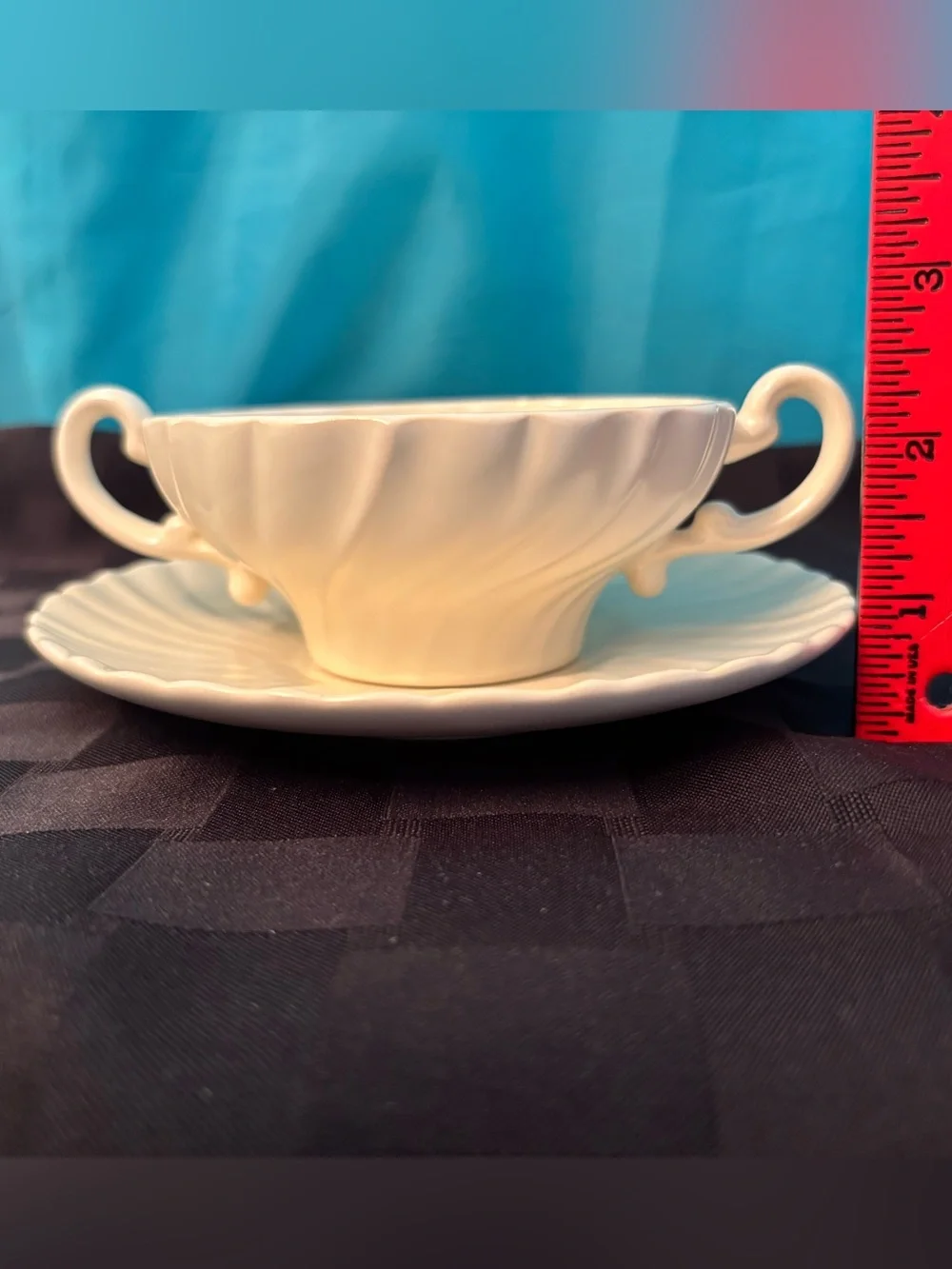 Vintage Franciscan Coronado Matte Off‑White Cream Soup Bowl & Saucer Set